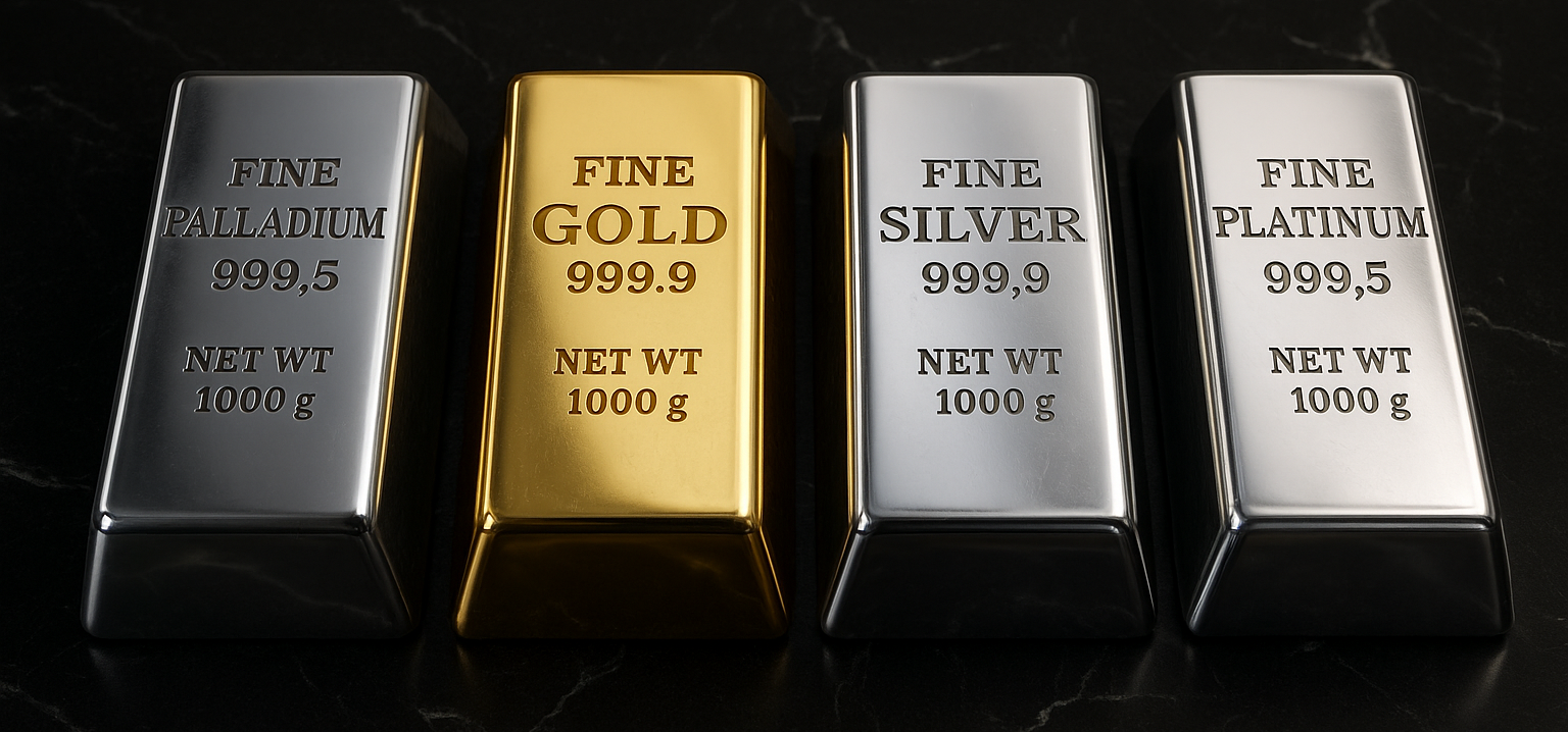 Barren aus Gold, Silber, Platin und Palladium